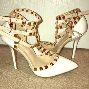 White and gold heels